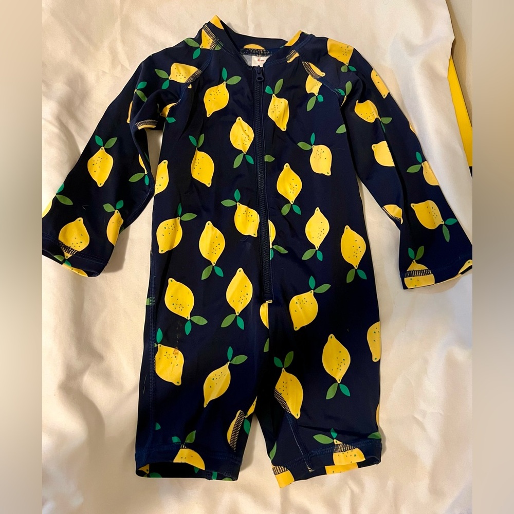 Hanna Andersson Navy Lemon Kids Rash Guard Swimsuit